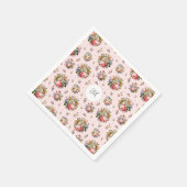 Elegante  Roze Bloempatroon Naam Monogram Servet (Hoek)