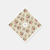 Elegante  Roze Bloempatroon Naam Monogram Servet (Hoek)