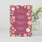 Elegante Roze Bloemrand Minimaal Menu (Staand voorkant)
