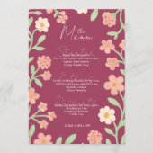 Elegante Roze Bloemrand Minimaal Menu (Voorkant)