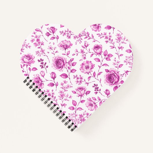 Elegante Roze Bloemrand Notitieboek (Voorkant)