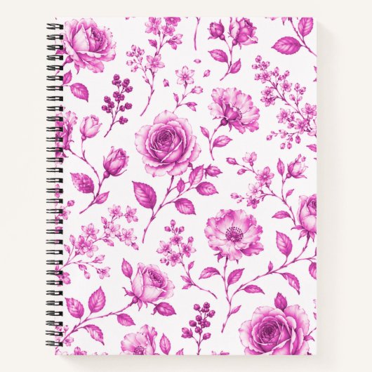 Elegante Roze Bloemrand Notitieboek (Voorkant)