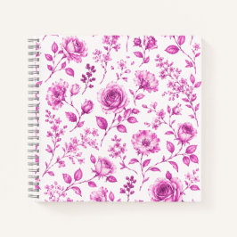 Elegante Roze Bloemrand Notitieboek