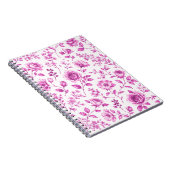 Elegante Roze Bloemrand Notitieboek (Rechterzijde)