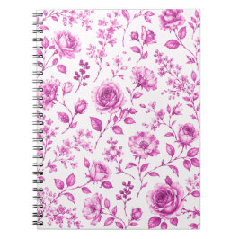 Elegante Roze Bloemrand Notitieboek