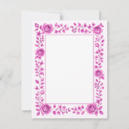 Elegante Roze Bloemrand Notitiekaartje