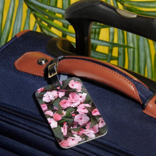Elegante Roze Bloemrijke Bagage Label (Voorkant Insitu 1)