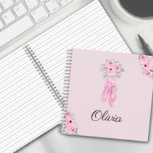 Elegante Roze Bloemrijke Ballerina Gepersonaliseer