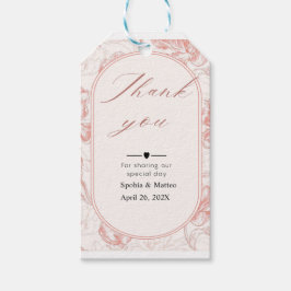 Elegante Roze Bloemrijke Boog Trouwuitnodiging Cadeaulabel
