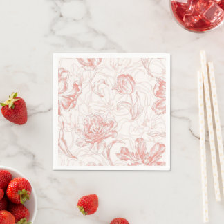 Elegante Roze Bloemrijke Boog Trouwuitnodiging Servet