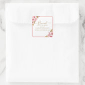 Elegante Roze Bloemrijke Bruidsborrel Brunch Vierkante Sticker (Tas)