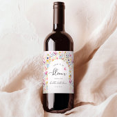 Elegante Roze Bloemrijke Bruidsdouche Wijn Etiket