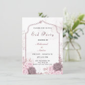 Elegante Roze Bloemrijke Eid Feest Uitnodiging (Staand voorkant)
