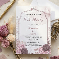 Elegante Roze Bloemrijke Eid Feest Uitnodiging