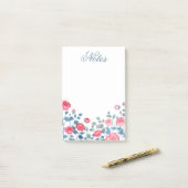 Elegante Roze Bloemrijke Rand Notities Post-it® Notes (Op bureau)