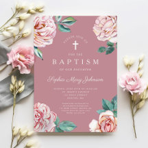 Elegante Roze Bloemrijke Religieuze Meisje Doop
