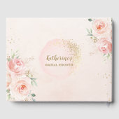 Elegante Roze Bloemrozen Gouden Bruiloft Feest Gastenboek (Achterkant)