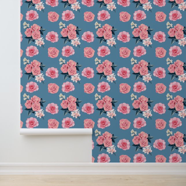 Elegante roze bloemschil en stok behang (Applicatie)