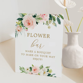 Elegante Roze Bloemstuk Bloemenbar Poster Reclamebord Met Voetstuk