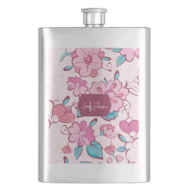 Elegante Roze Bloesem Aangepaste Naam Bloemendesig Flacon