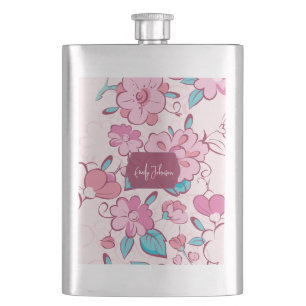 Elegante Roze Bloesem Aangepaste Naam Bloemendesig Flacon
