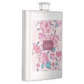 Elegante Roze Bloesem Aangepaste Naam Bloemendesig Flacon (Rechts)