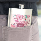 Elegante Roze Bloesem Aangepaste Naam Bloemendesig Flacon (Voorbeeld)