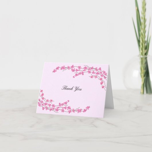 Elegante Roze Bloesem Bedankt (Voorkant)