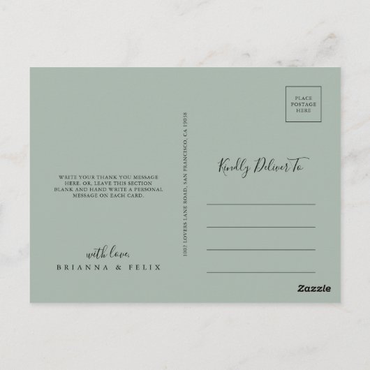 Elegante roze bloesem dank u briefkaart (Achterkant)