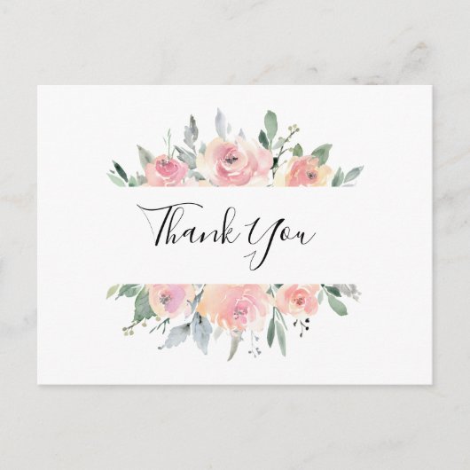 Elegante roze bloesem dank u briefkaart (Voorkant)