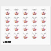 Elegante roze bloesem dank u bruiloft gunst ronde sticker (Vel)