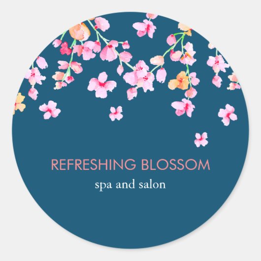 Elegante Roze Bloesem Ronde Sticker (Voorkant)