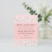 Elegante Roze Bloesem Trouw Uitnodiging (Staand voorkant)
