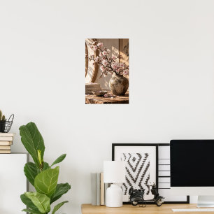 Elegante Roze Bloesem Vaas Wandkunst – Romeins Poster
