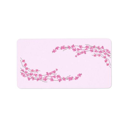 Elegante Roze Bloesems Etiket (Voorkant)
