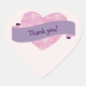 Elegante roze blos bloem hart dank u hart sticker (Voorkant)