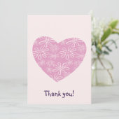 Elegante roze blos bloem hart dank u kaart (Staand voorkant)
