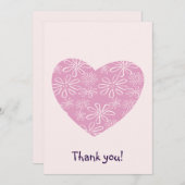 Elegante roze blos bloem hart dank u kaart (Voorkant / Achterkant)