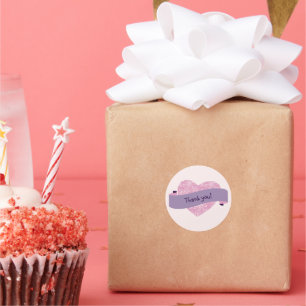 Elegante roze blos bloem hart dank u ronde sticker