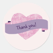 Elegante roze blos bloem hart dank u ronde sticker (Voorkant)