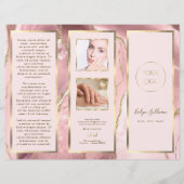 Elegante roze blos en gouden agaat brochure (Voorkant)