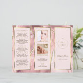 Elegante roze blos en gouden agaat brochure (Staand voorkant)