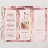 Elegante roze blos en gouden agaat brochure (Voorkant / Achterkant)