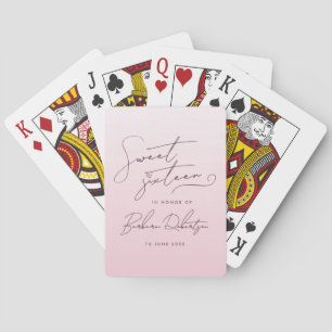 Elegante roze blos ombre script sweet sixteen pokerkaarten