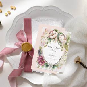 Elegante Roze Blos Romantische Landelijke Stijl Save The Date