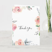 Elegante roze blos verticale gevouwen bruiloft bedankkaart (Achterkant)