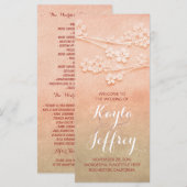 Elegante roze blos waterverf bruiloft programma programmakaart (Voorkant / Achterkant)