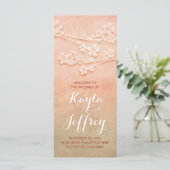 Elegante roze blos waterverf bruiloft programma programmakaart (Staand voorkant)