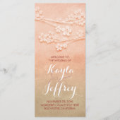 Elegante roze blos waterverf bruiloft programma programmakaart (Voorkant)