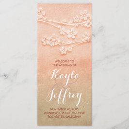 Elegante roze blos waterverf bruiloft programma programmakaart